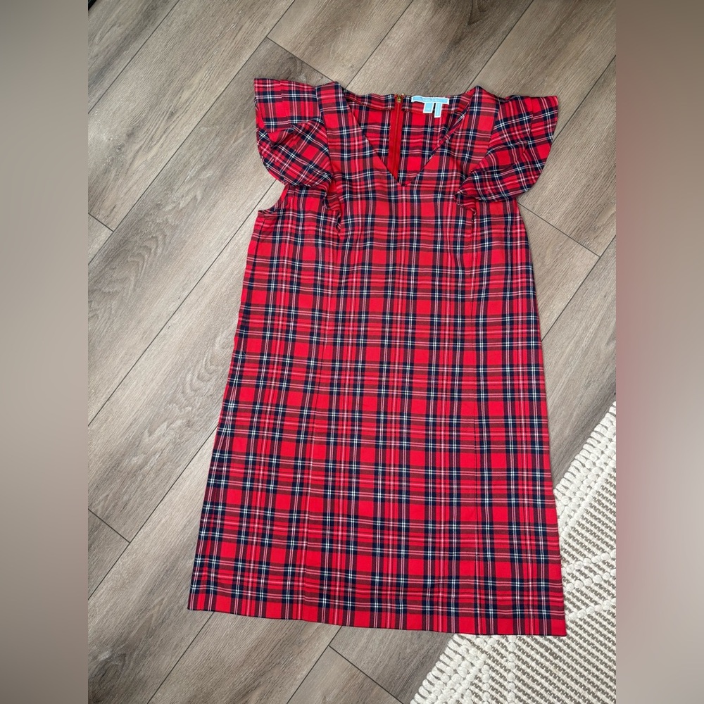 Draper James Ruffle Sleeved Holiday Plaid Dress - Womens 14 (NEW Condition)